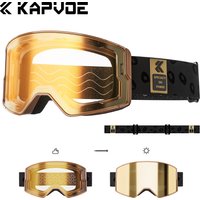 Kapvoe Winter Photochromic Snow Goggles Men Ski Goggles Snowboard Anti-Fog Mask for Women UV400 Protection Glasses Snowmobile