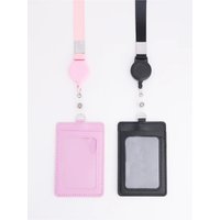 Retractable ID Badge Holders with Leather Card Cases & Lanyards Badge Holders with Clip Ideal for Work School Office