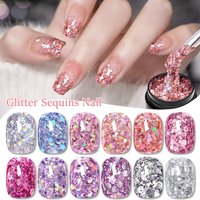 8ml Glitter Sequins Gel Nail Polish Nude Pink Silver Laser Glitter Semi Permanent Soak Off UV Gel Varnish Manicure Nail Supplies