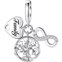 925 Sterling Silver Family Tree of Life Cross Hollow Pendant Charm Fit 4MM hole diamete Charms Bracelets Women DIY Jewelry Gift