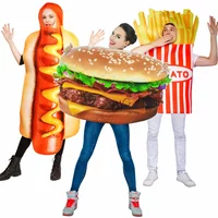 Funny Food Cosplay Halloween Costume Adult Family Fancy Dress Pizza Burger French Fries Sausage Hot Dog Carnival Party Outfit