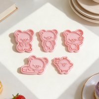 Cartoon Bear Cookie Cutter Set Relaxing Bear Cake Decorating Mold Baking Tools Home Kitchen Accessories for DIY Biscuit Pastry