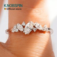 KNOBSPIN D VVS1 Marquise Cut Moissanite Wedding Rings for Women s925 Sterling Silver 18k White Gold Plated Eternity Band Gift