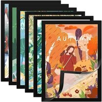 5pcs Rectangular Magnetic Photo Frame A4/A6 Gold Silver Black Self Adhesive No Punch Display Frame Reusable Wall Poster Frame