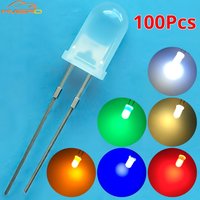 100pcs 5mm Round Diffused White Red Green Blue Yellow Warm White Lightemitting Diode 2pin LED 6000~6500K Bulb Light Diodes Lamp