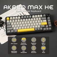 AJAZZ AK820 MAX mechanische Tastatur mit Gasket-Montage, 75% kabelgebundene Hot-Swap-Tastatur, mit Lautstärkeregler, PBT-Tastenkappen, Fünfschicht-Design