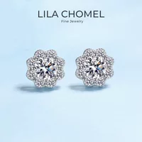 Girl Friend Valentine's Day 18K White Gold Sunflower Earrings Birthday Gift 1CT Moissanite Diamond Women PT950 Wedding Jewelry