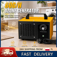 Generator ozonu 60g/h, oczyszczacz powietrza 220V 120W, dezodoryzator ze stali nierdzewnej do domu, piwnicy, samochodu, kuchni, usuwający dym i nieprzyjemne zapachy, z funkcją programowania czasowego.