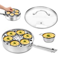 Egg Poacher Pan Stainless Poached Egg Cooker Egg Steamer Frying Pan Induction Cooktop Egg Poachers Kitchen Breakfast Cookware