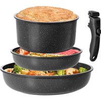 4PCS Cookware Sets Nonstick Frying Pans Skillets Set with Detachable Handle Kitchen Cooking Pans Compatible with All Stovetops