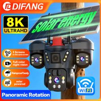 DIFANG 20MP WiFI Solar 3 Lens 3 Screen 10X Zoom Outdoor 360° PTZ PIR Human Detection Auto Tracking CCTV 2-Way Audio V380 Pro