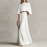 2026 Fashion Holiday Loose Suit Spring Summer Solid Color Women's Two Piece Casual O-neck Short Sleeved Top and Long Skirt Set