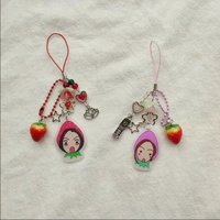 Creative Handmade Nana And Hachi Strawberry Beaded Keychains Y2K Jewelry Anime Gifts