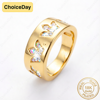 18K Gold Plated Luxurious Crown Zirconia Ring Women Fashion Wedding Party Gift Jewelry