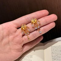 Light luxury new in tassel necklace earring inlay diamonds water droplets leaves high-quality earrings for women banquet jewelry