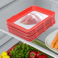 8PCS Food Preservation Tray Reusable Stackable Storage Container Refrigerator Keeping Fresh Organizer for Meat Fruits Vegetables