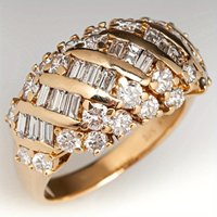Vintage Simple Design Inlaid Sparkling Synthetic Zirconia Women's Golden Plated Rings Fashion Classic Style Banquet Jewelry Gift