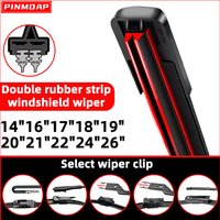 PINMOAP Dual Rubber Strip Silent Wiper Blade Suitable For J/19mm/16mm/Bayonet/Pinch Tab Interface 14"16"18"19"20"21"22"24"26"
