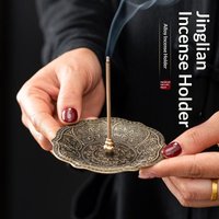 /KQM/Incense Burner Lotus Shape Copper Alloy Burner Holder Incense Plate Stick Cone Incense Aromatherapy Craft