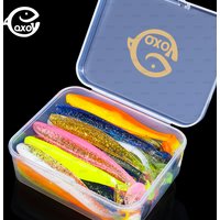QXO Fishing Soft Lure Worm With Box Silicone Bait Swimbait Streamer Sea Fishing Spoon Lure 7cm 10cm Wobbler Set
