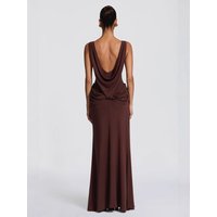 Chaxiaoa Backless Sexy Maxi Dresses Women 2026 Summer Sleeveless Side High Split Ruched Dress Elegant Party Evening Brown Robes