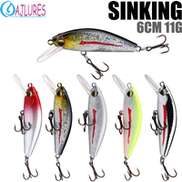 6cm 11g Sinking Minnow Fishing Lure Wobbler Crankbait Pesca Stream Fishing Artificial Hard Bait Bass Pike Trout Fishing Tackle