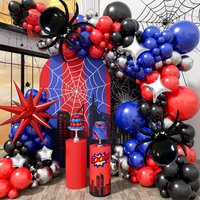 145pcs Black Spider Exploding Star Balloons Red Blue Black Set Boy Birthday Theme Party Home Interior Decoration Accessories