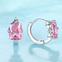 Square Zircon Genuine Garnet 925 Sterling Silver Earrings for Women Fashion Statement Simple Small Stud Earring Jewelry
