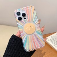 Creative Rainbow Sun Pattern Transparent Airbag Anti-Drop Phone Case, Suitable for iPhone 17/17 Pro/17 Pro Max/11/12/13/14/15/16 Pro Max Plus, Stylish Phone Case, the Best Birthday Gift for Boys,