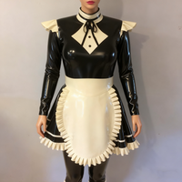 Latex Rubber Gummi Black Dress Cosplay Costume 0.4mm Thickness Adjustable Switches Available in Sizes S-XXL