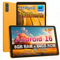 2026 Android 16 Tablet Ultra Slim 8.68" T616 Octa Core 8GB(4+4 Expand) RAM 64GB ROM 4G LTE Phone Call 5G WiFi Bluetooth Tablet