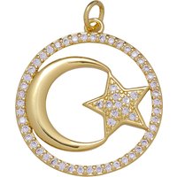 Juya Handmade Trendy Pendants Supplies Cubic Zirconia Muslim Allah Crescent Moon Star Charms For DIY Needlework Jewlery Making