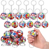 2/6/12 Pcs Soccer Keychain National Flags PVC Mini Cup Football Key Ring for Fans Party Favors Souvenir Gifts