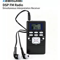 KEBIDUMEI Mini DSP FM Radio Simultaneous Interpretation Receiver 1.2 inch Display 60-08MHz Radio for Meeting Campus Broadcast
