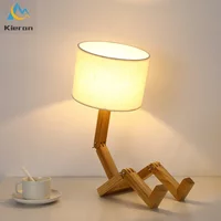 Nordic Modern Solid Wood Doll Led Table Lamps Bedroom Study Bedside Desk Lights Living Room Decorative Wooden People Floor Lamps