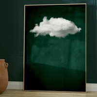 Abstract Minimalist Emerald Green Cloud Night Sky Wall Art Prints Canvas Painting Poster Pictures For Living Room Home Decor