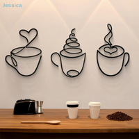 ♥Metal Black Coffee Cup Wall Art Decor For Kitchen, Café & Coffee Bar