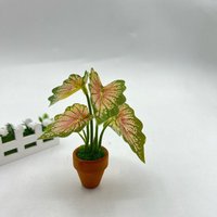 1Pcs Miniature Scandinavian Style Decoration Dollhouse Green Plants Mini Taro Turtle Back Green Potted Plants Props Model