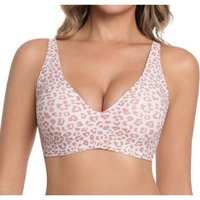 Sexy Leopard Print Jelly Large Size Bra Comfortable Breathable Backless Underwear Soft Supportive Gathered Nylon Fabric KUCLUT
