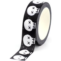NEW 1PC. 10M Decorative Skull on Black Background Halloween Washi Tape for Journaling Adhesive Masking Tape Cute Stationery