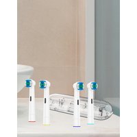 4x Replacement Brush Heads and Clear Toothbrushes Travel Case Compatible with Oral B Electric Toothbrush, for Pro 1000/100/1500