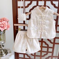 Girls Design Lace Vest Shorts Set Solid Color Temperament Sleeveless Summer Two Piece Set for Baby Girls