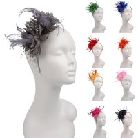 Charming Women Elegant Fascinator Hat Headband Flower Feather Mesh Yarn Cocktail Party Wedding Hair Accessories for Cocktail