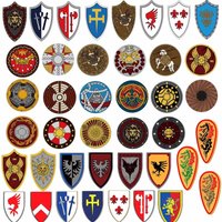 MOC Medieval Knights Soldiesr Figures Weapons Accessories Building Blocks Classic Printed European Shield Mini Bricks Gifts Toys