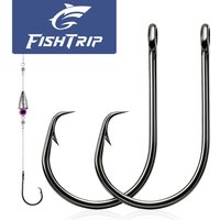 FishTrip 25PCS Circle Hooks, High Carbon Steel Fishing Hooks with Barbed Eagle Beak Tip, Strong in-line Fish Hooks for Catfish