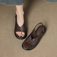 2026 Summer New Lightweight French Vintage Sandals Women's One Strap Flat Comfortable Soft Sole Sandals