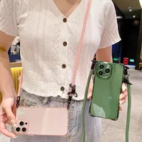 Crossbody Necklace Cord Lanyards Transparent Case For iPhone 17 Air 16 14 13 15 Pro Max 12 11 15 Plus Soft Cover