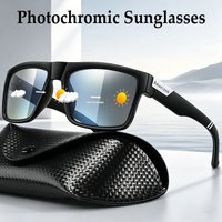 Men's Photochromic Cycling Sunglasses with Case Classic Square Frame Glasses for Women Suitable for Cycling Running Hiking