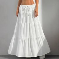 New Spring Summer Women Half length Skirt Strap Splicing Large Swing Skirt Loose Commute Solid Color Women Half Body Skirt