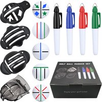 8PCS Golf Ball Marker Kit for Precision Aim and Personal Marking, Includes 4 ball marker templates and 4 color marking pens